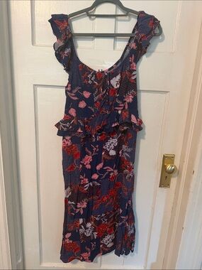 sofia by sofia vergara Navy Floral Ruffle Maxi Dress